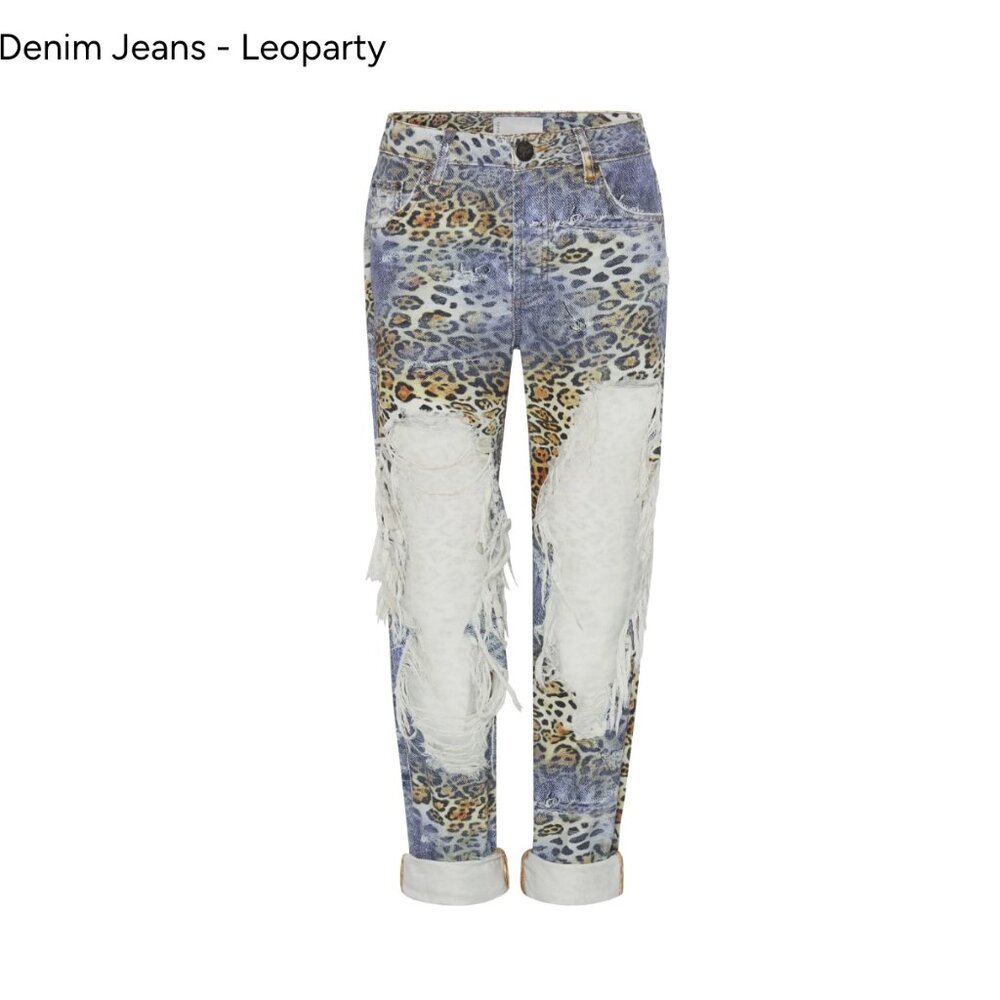 Truckers Mid Waist Straight Leg Denim Jeans - Leoparty - Picture 6 of 7